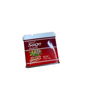 Vintage French's sage spice can shaker display
